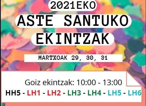 Aste Santuan haur eta gaztetxoentzat ekintzak izango dira