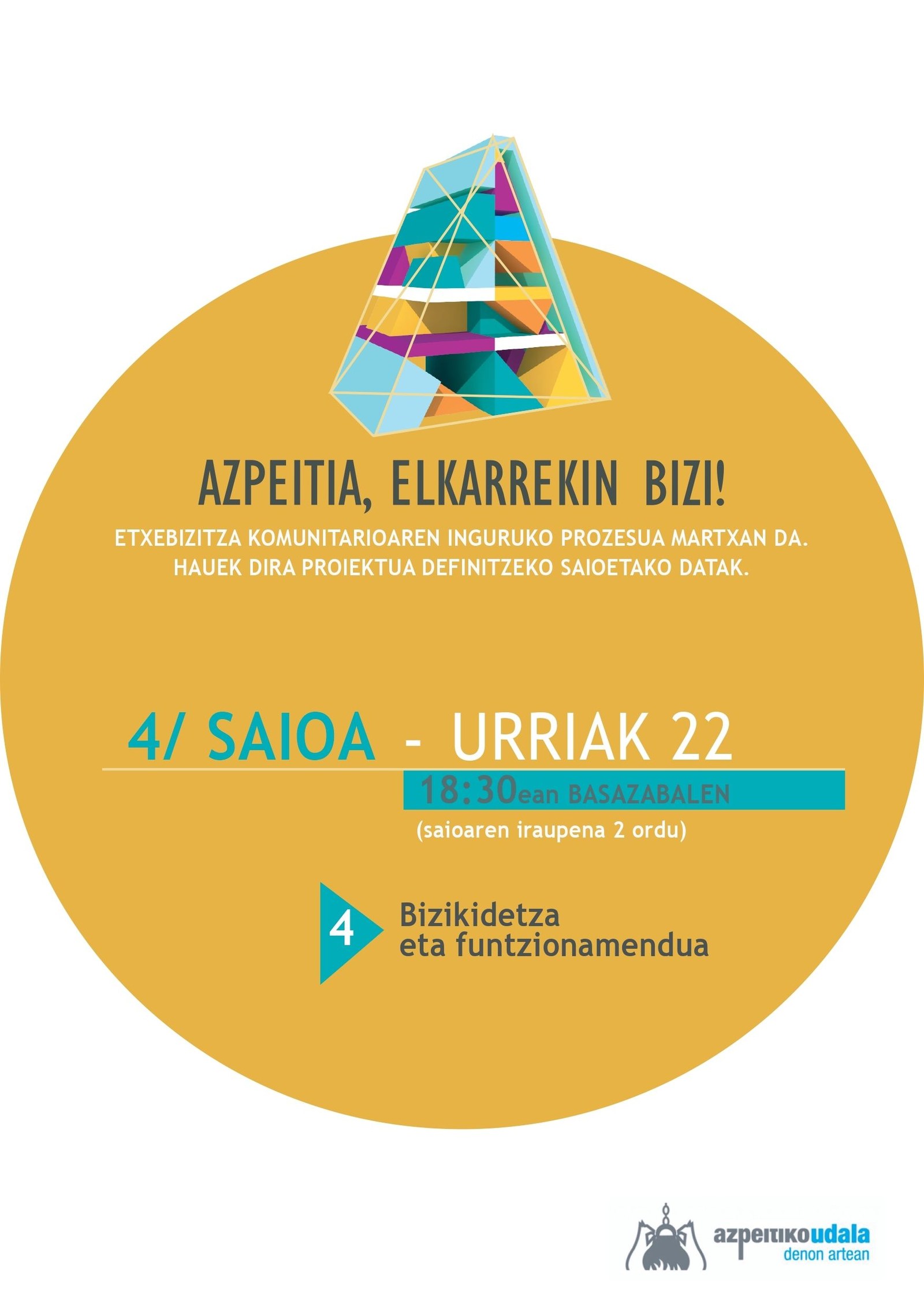 'Azpeitia, elkarrekin bizi' prozesuko bilera izango da bihar 18:30ean, Basazabalen