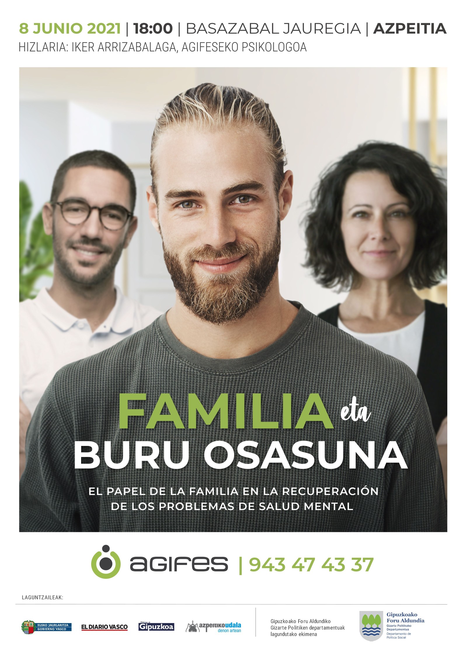 Buruko gaixotasunak dituztenen errekuperazioan familiak duen paperaren inguruko hitzaldia eskainiko da