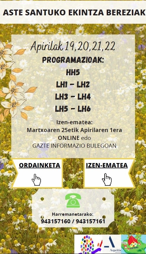 Eman daiteke izena Pazko-asterako haur eta gaztetxoentzat antolatutako ekintzetan