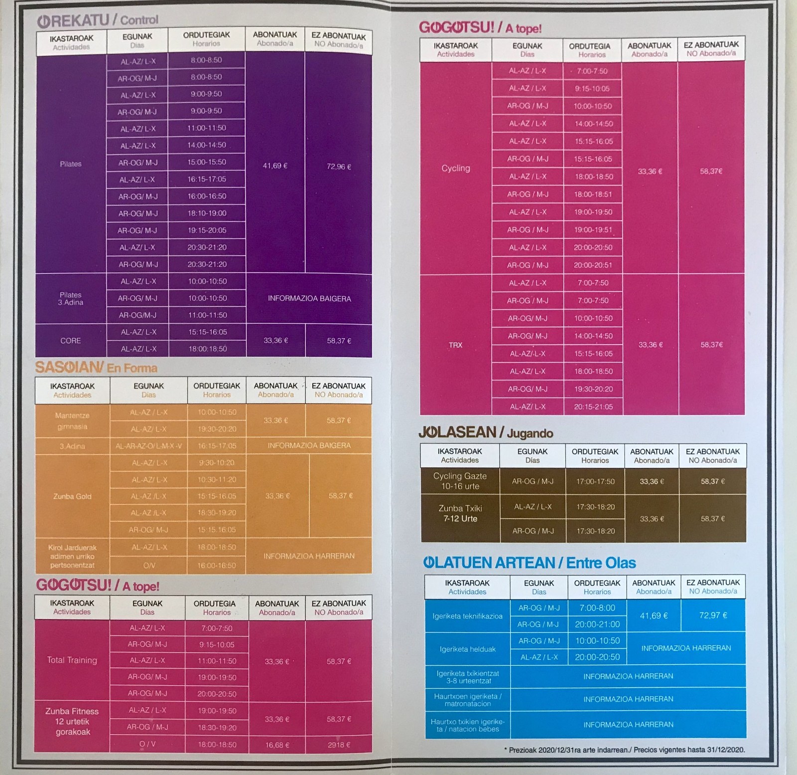 Datorren ikasturteko kirol jardueretan izena emateko epea astelehenean irekiko da