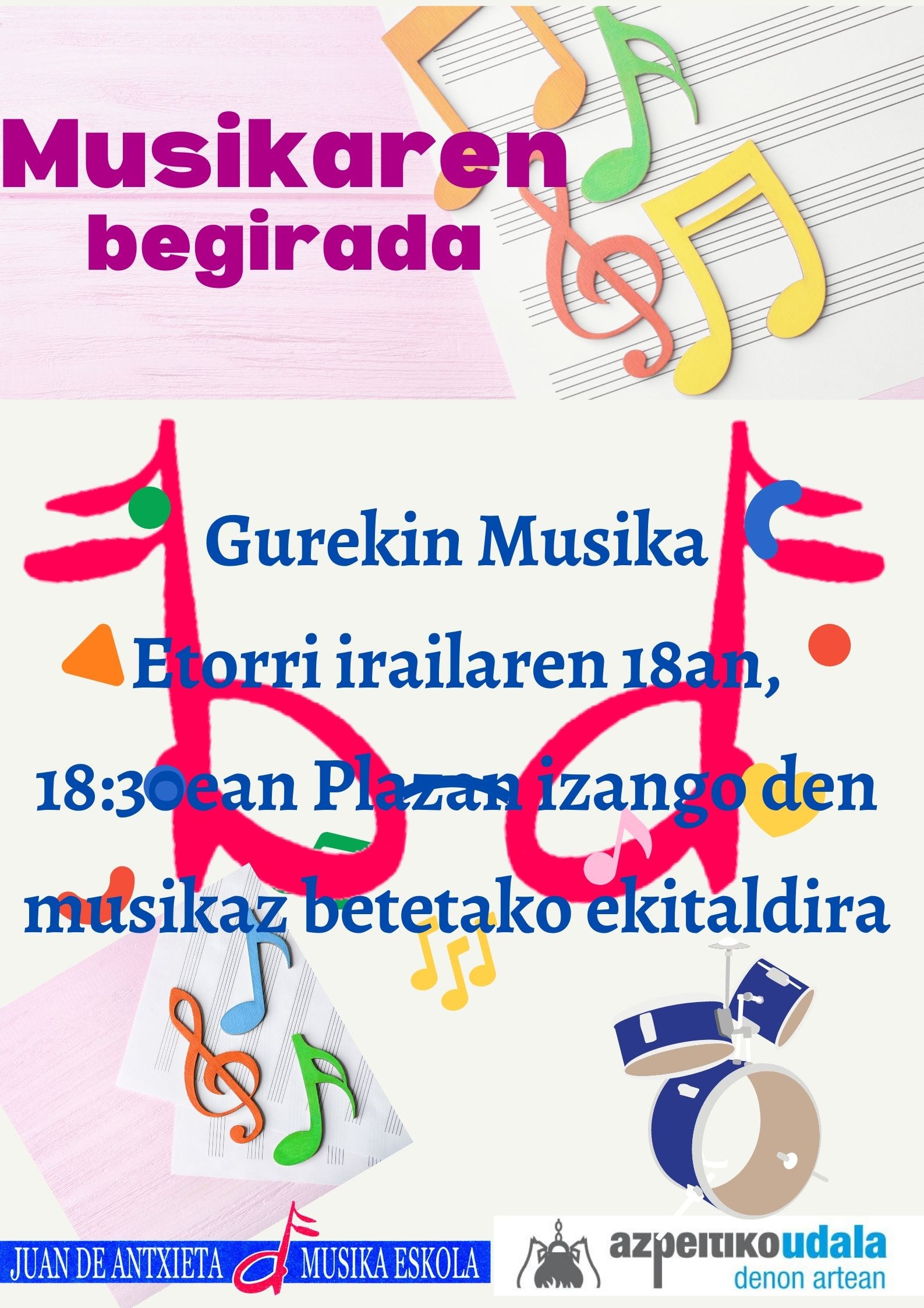 Juan Antxieta Musika Eskolaren emanaldia izango da larunbatean, plazan