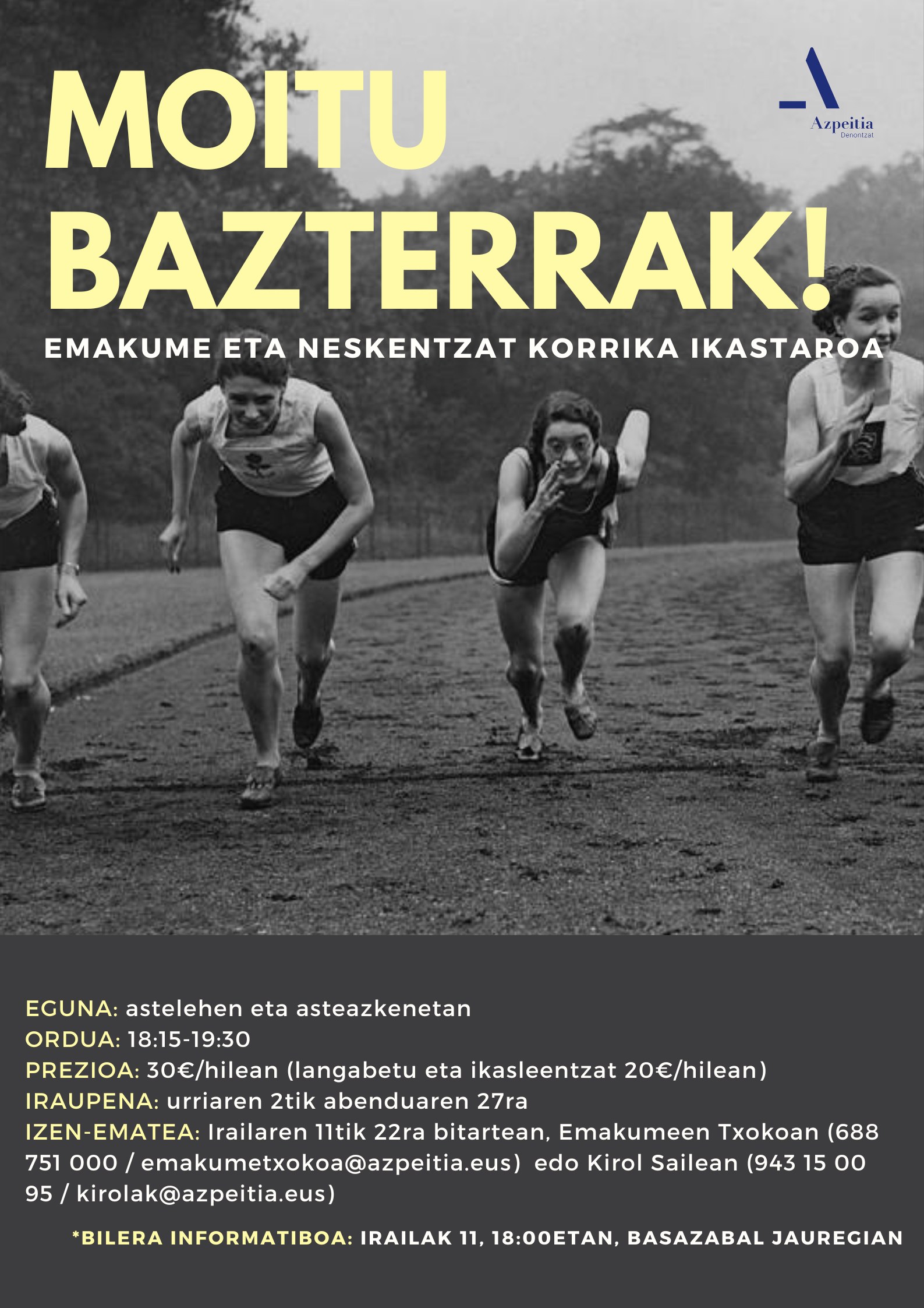 'Moitu bazterrak' neska eta emakumeentzako korrika ikastaroa antolatu du udalak