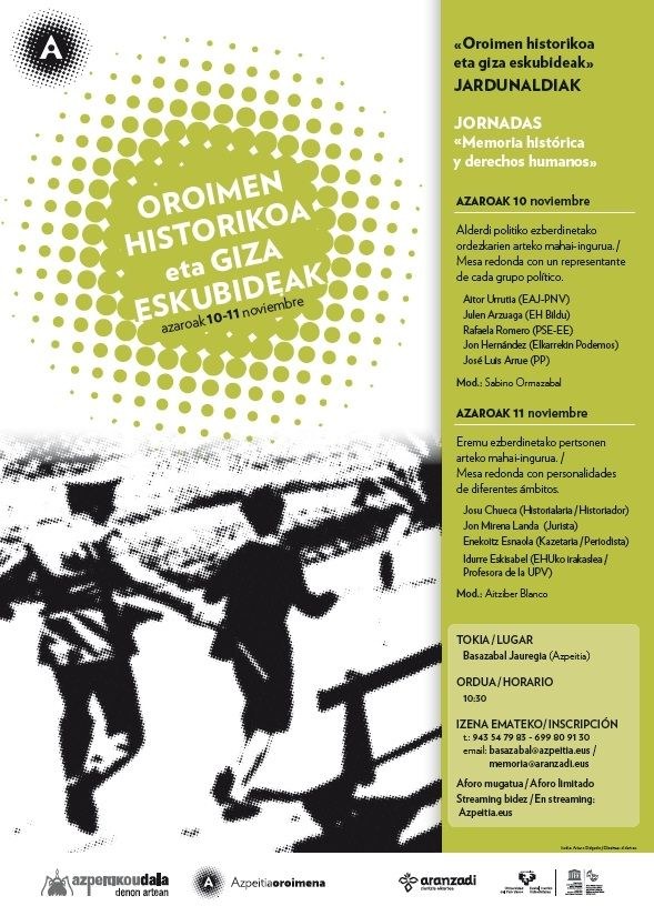 'Oroimen historikoa eta giza eskubideak' jardunaldia egingo da azaroaren 10ean eta 11n