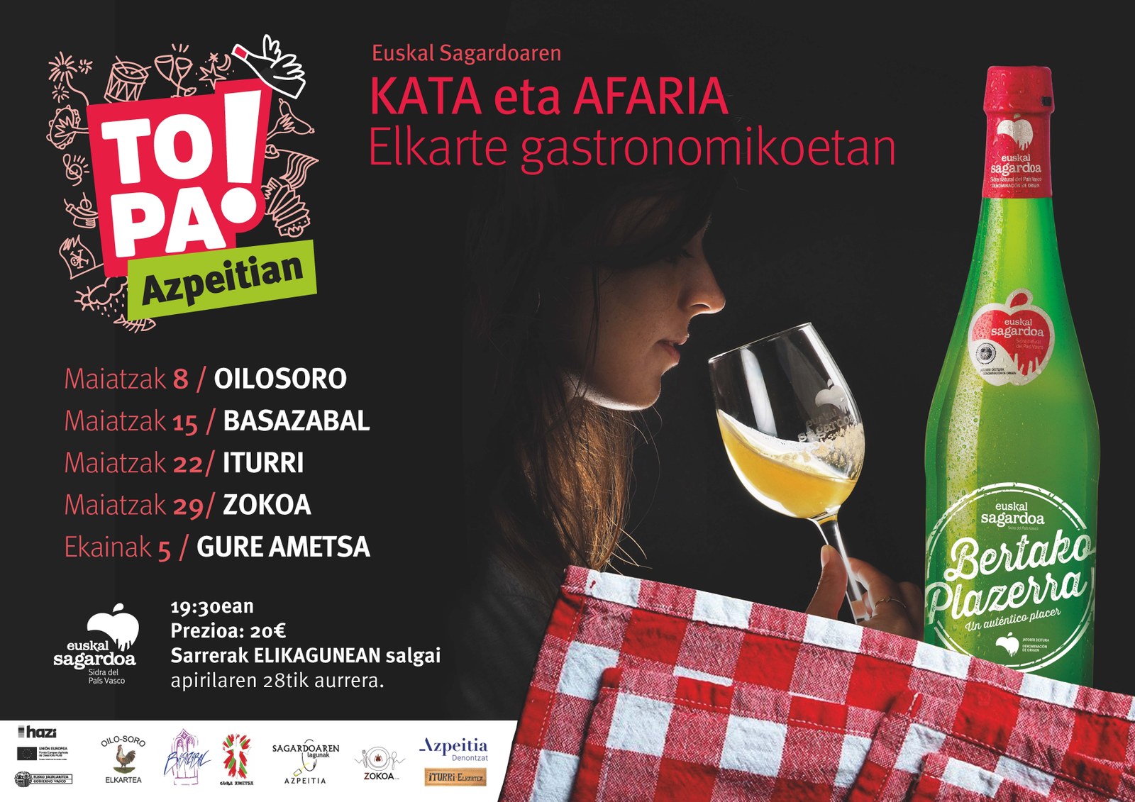 Sagardo dastaketarako txartelak, salgai