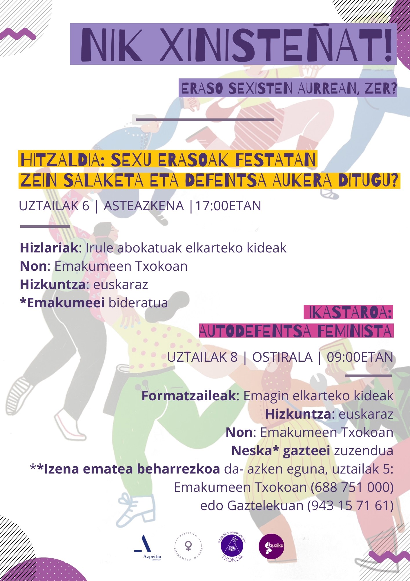 Sexu erasoen inguruko informazio eta sentsibilizazio kanpaina abiatu dute Udalak eta Emakume Txokoak, festen atarian Sexu erasoen inguruko informazio eta sentsibilizazio kanpaina abiatu dute Udalak eta Emakume Txokoak, festen atarian