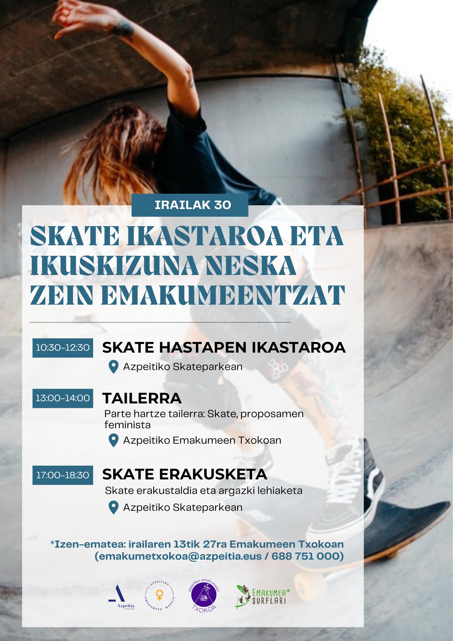 Skate ikastaroan izena emateko epea zabalik da